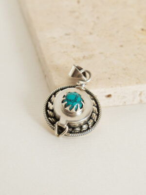 PINGENTE RELICÁRIO TURQUESA PRATA 925